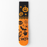 4 Pairs Halloween Women's Plush Socks, Pumpkin Ghost Bat Thigh-High Socks, Women's Sports Socks, Women's High Socks, Women's Non-Slip Socks