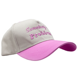 Embroidered Snapback Hat for Women - Pink/White