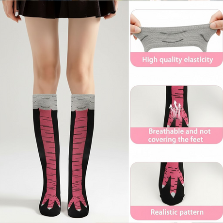 Funny Crazy Chicken Leg Feet Socks for Men and Women- Novelty High Socks Funny Gifts