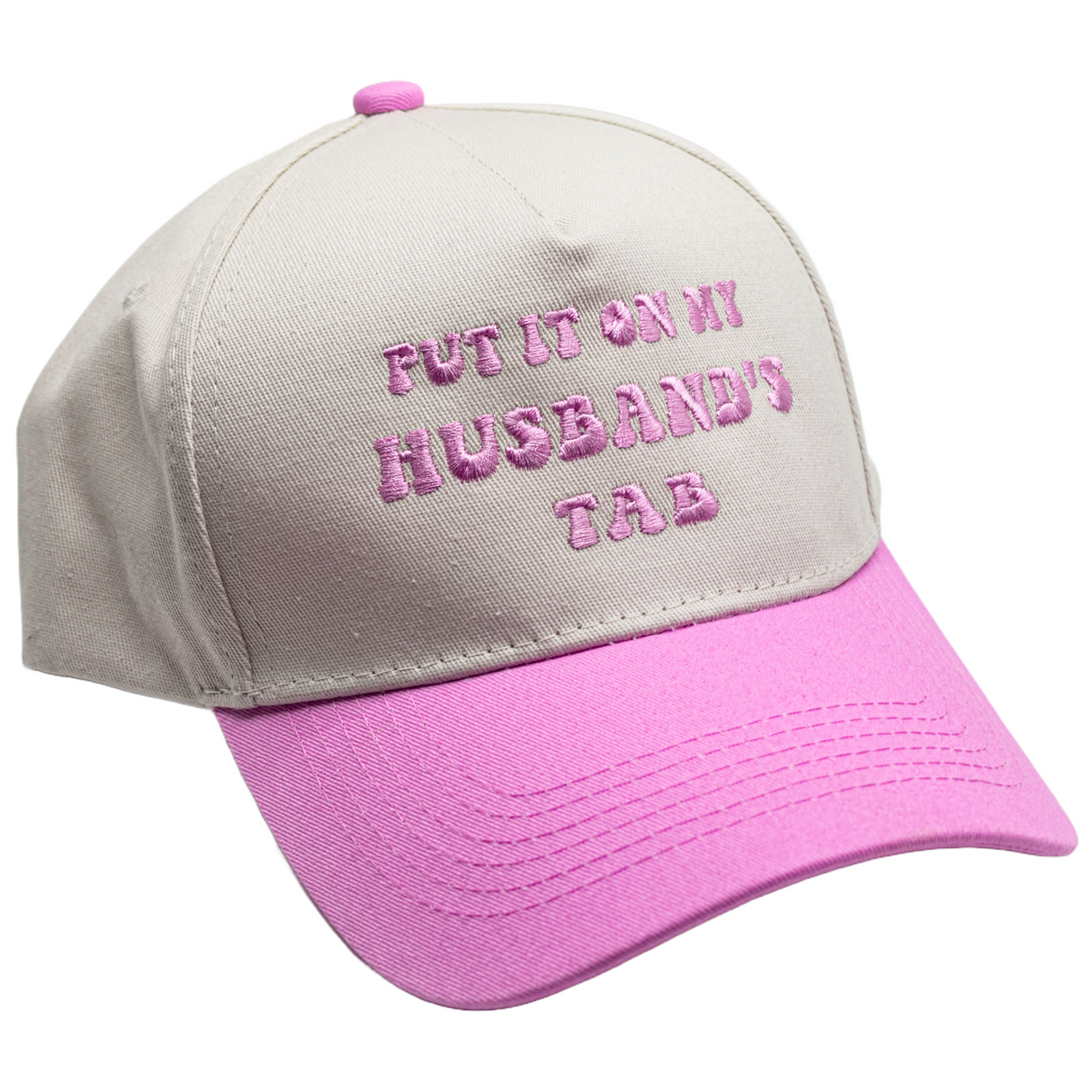 Funny Women's Embroidered Hat – Put It On My Husband's Tab Cap, Vacation Baseball Hat for Wife Pink