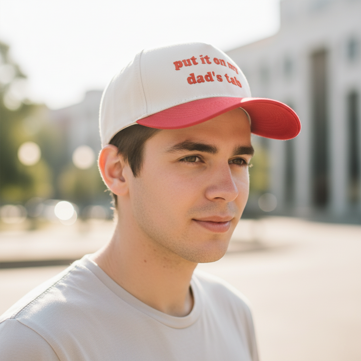 Adjustable Cotton Dad Hat with 'Put It On My Dad’s Tab' Embroidery