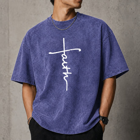 Faith Cross Graphic T-Shirt, Minimal Christian Jesus Shirt, Inspirational Religious Tee