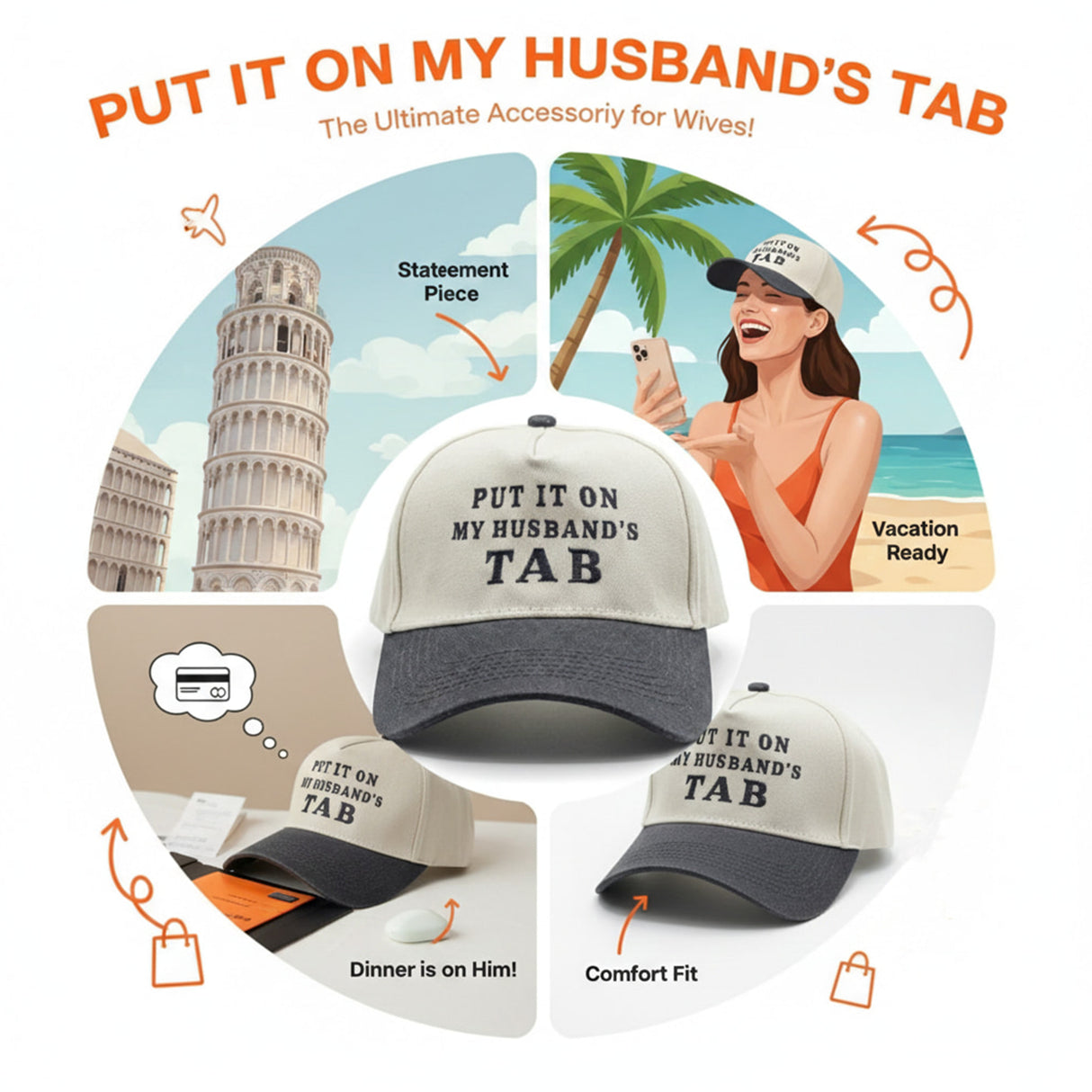 Put It On My Husband's Tab Embroidery Hat