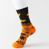 4 Pairs Halloween Women's Plush Socks, Pumpkin Ghost Bat Thigh-High Socks, Women's Sports Socks, Women's High Socks, Women's Non-Slip Socks