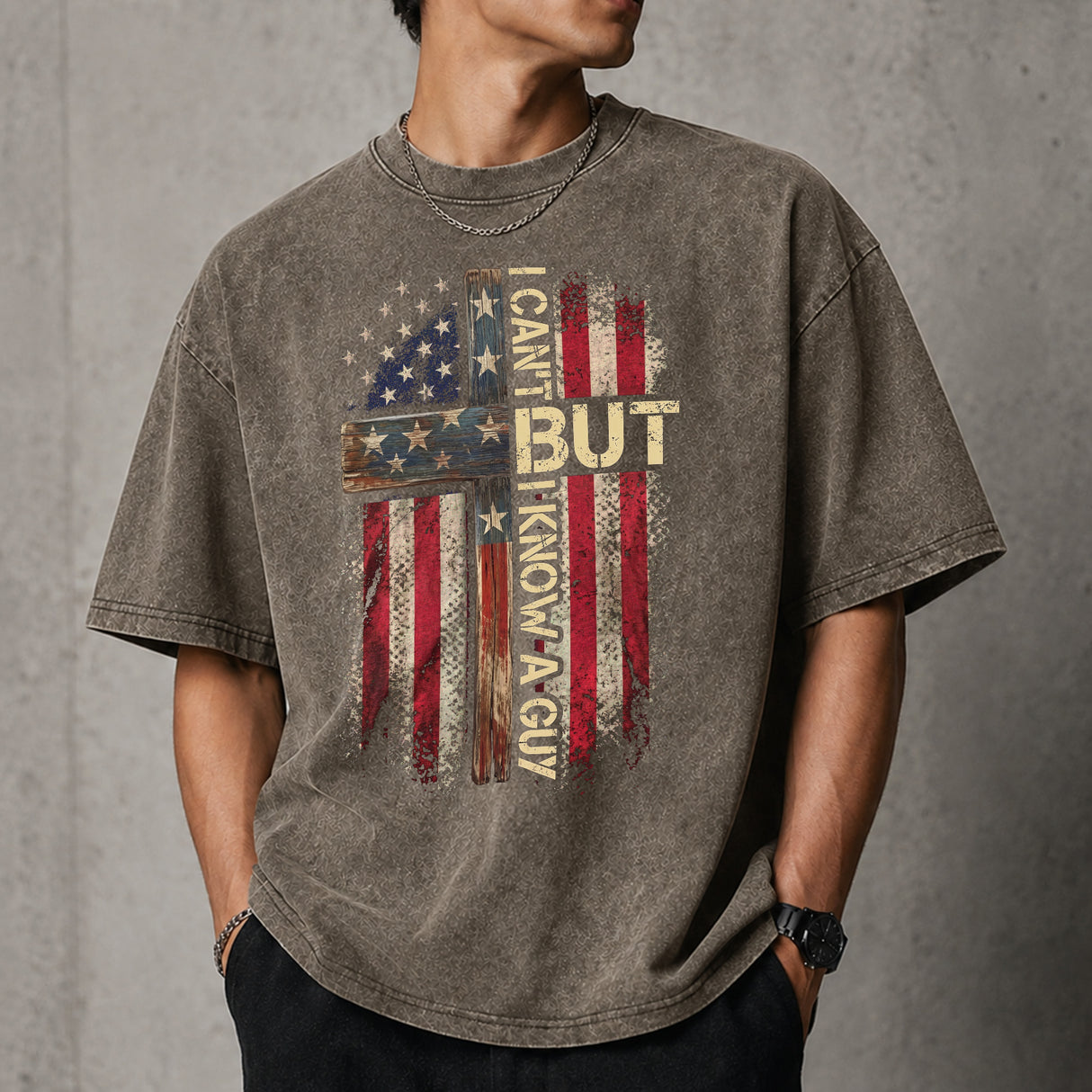 I Can’t But I Know A Guy Christian Cross T-Shirt, Patriotic Faith Graphic Tee