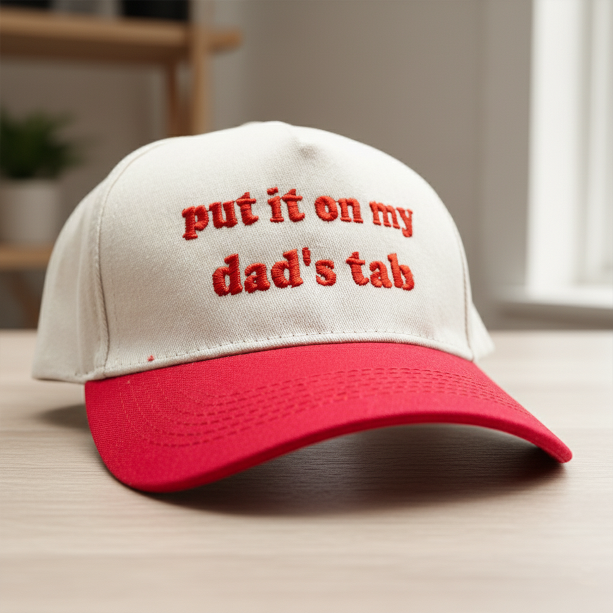 Adjustable Cotton Dad Hat with 'Put It On My Dad’s Tab' Embroidery