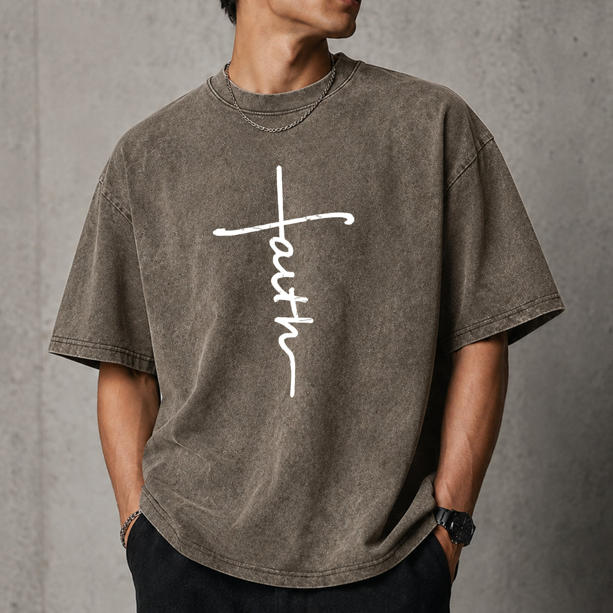 Faith Cross Graphic T-Shirt, Minimal Christian Jesus Shirt, Inspirational Religious Tee