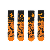 4 Pairs Halloween Women's Plush Socks, Pumpkin Ghost Bat Thigh-High Socks, Women's Sports Socks, Women's High Socks, Women's Non-Slip Socks