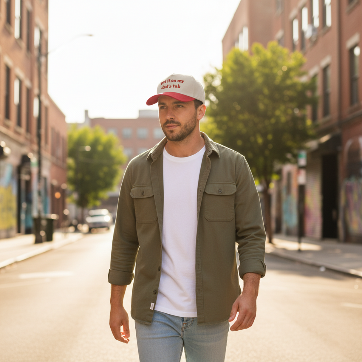Adjustable Cotton Dad Hat with 'Put It On My Dad’s Tab' Embroidery