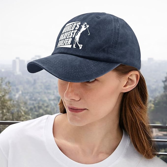 World's Okayest Golfer Hat - Adjustable Cotton Baseball Cap for Men