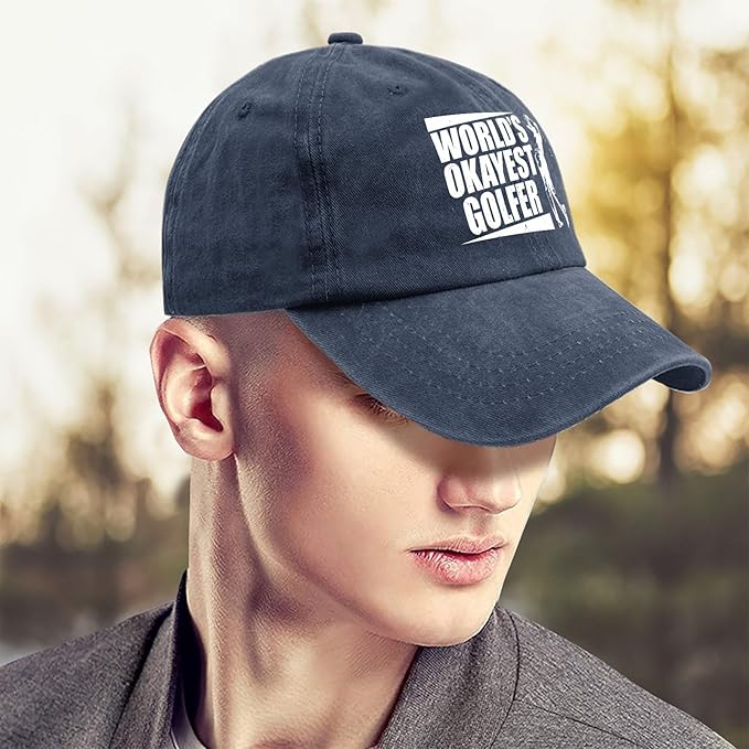 World's Okayest Golfer Hat - Adjustable Cotton Baseball Cap for Men