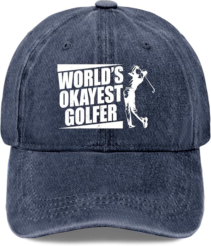 World's Okayest Golfer Hat - Adjustable Cotton Baseball Cap for Men