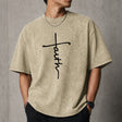 Faith Cross Graphic T-Shirt, Minimal Christian Jesus Shirt, Inspirational Religious Tee