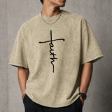 Faith Cross Graphic T-Shirt, Minimal Christian Jesus Shirt, Inspirational Religious Tee
