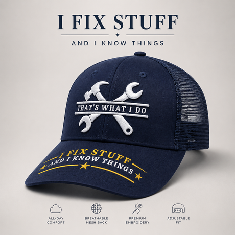 I Fix Stuff Funny Dad Hat,Gifts for Men Who Have Everything,Fathers Day Birthday Gift for Dad OR Husband