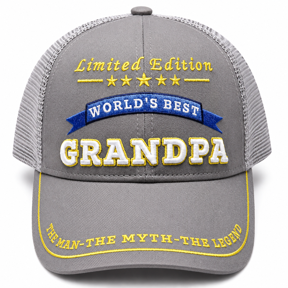 World's Best Grandpa Embroidered Trucker Hat – Grandpa Birthday Gift