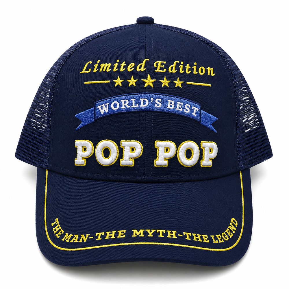 World's Best Pop Pop Embroidered Trucker Hat – Grandpa Birthday Gift