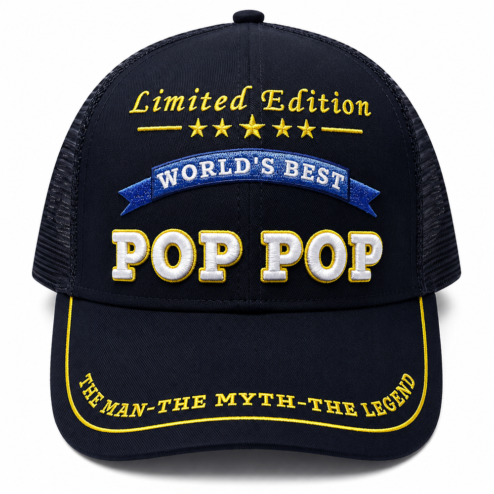 World's Best Pop Pop Embroidered Trucker Hat – Grandpa Birthday Gift