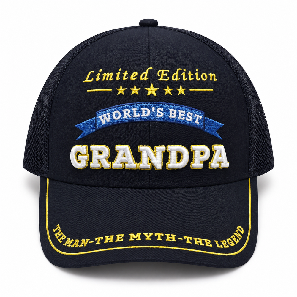 World's Best Grandpa Embroidered Trucker Hat – Grandpa Birthday Gift