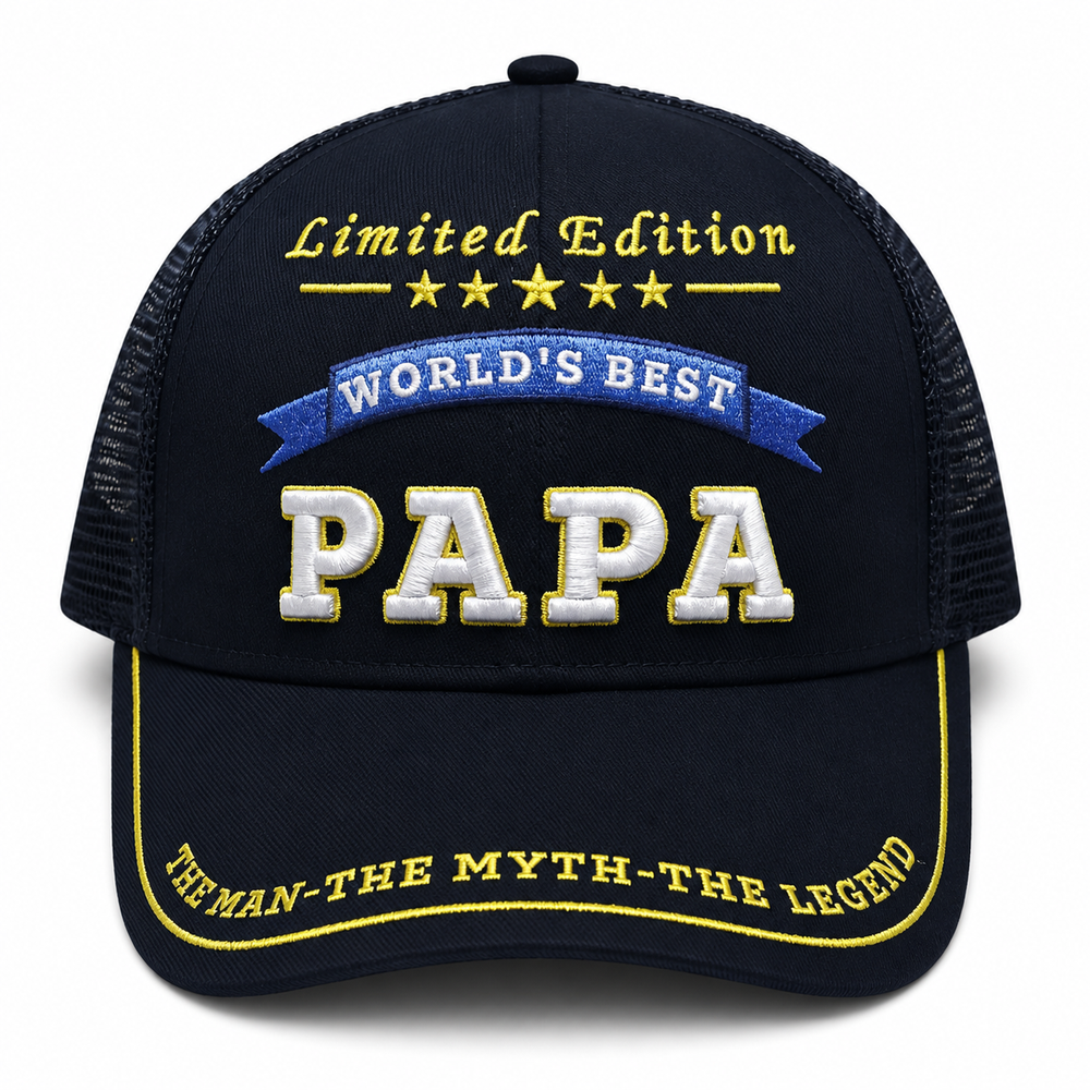 World's Best Papa Embroidered Trucker Hat – Grandpa Gift