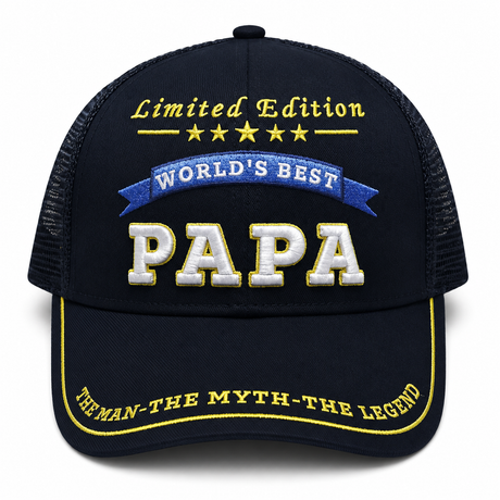 World's Best Papa Embroidered Trucker Hat – Grandpa Gift