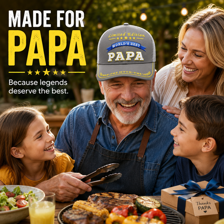 World's Best Papa Embroidered Trucker Hat – Grandpa Gift