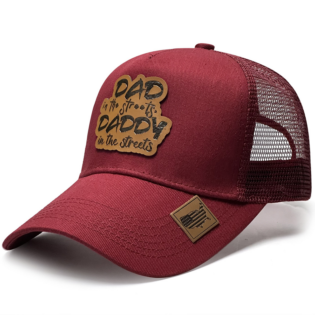 Leather Patch Mesh Back Snapback Cap for Men