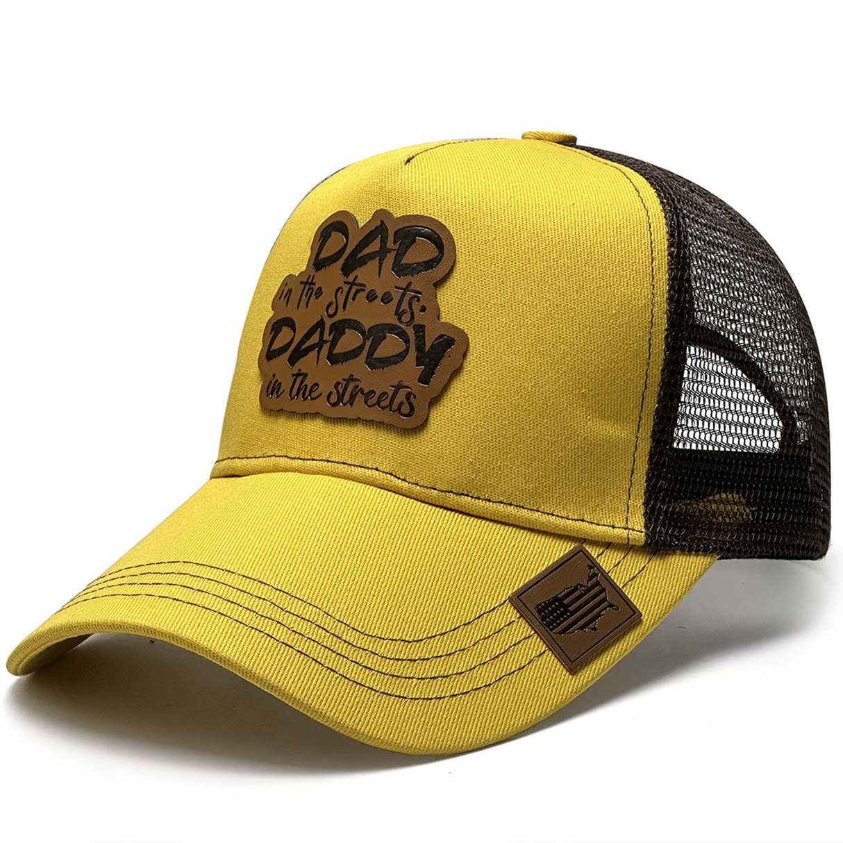 Leather Patch Mesh Back Snapback Cap for Men