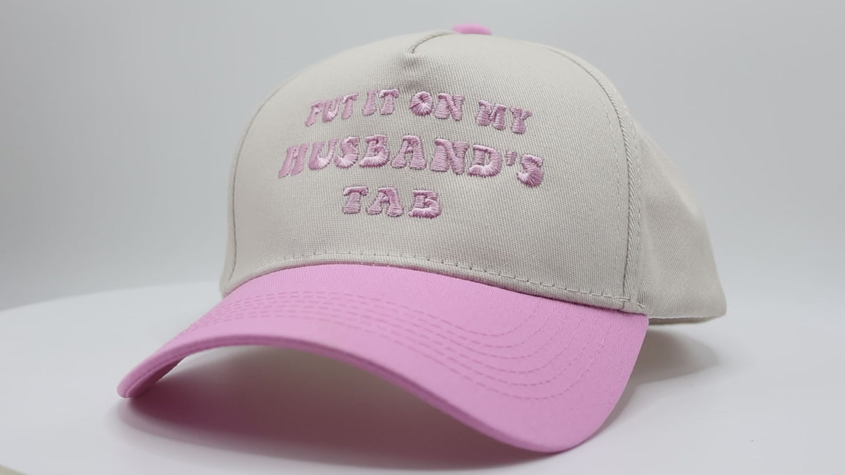 Funny Women's Embroidered Hat – Put It On My Husband's Tab Cap, Vacation Baseball Hat for Wife Pink